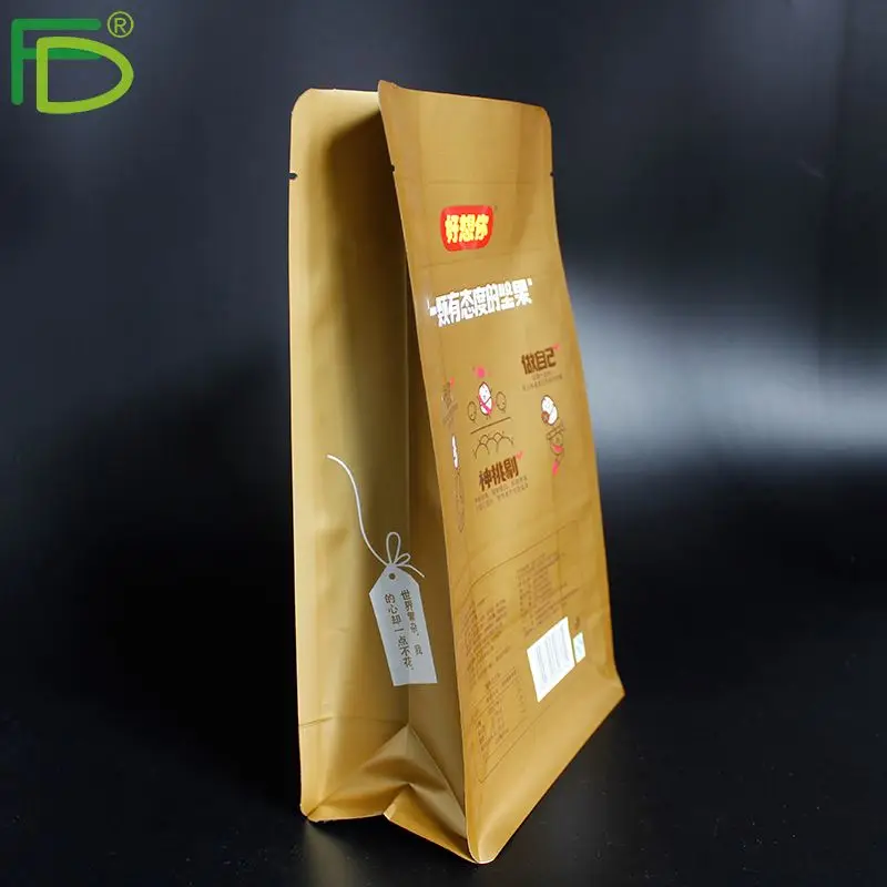 kraft paper food Packaging bag flat bottom pouch