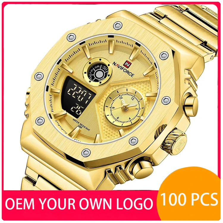 Custom Your Own Logo Naviforce 9216s 9216 Men Classic Watches Stainless Steel Strap Waterproof Reloj Digital Wrist Watch For Men