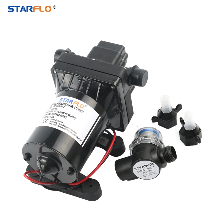 Battery powered STARFLO 11.3LPM 55PSI self-priming small DC electric dosing micro diaphragm pump 12v