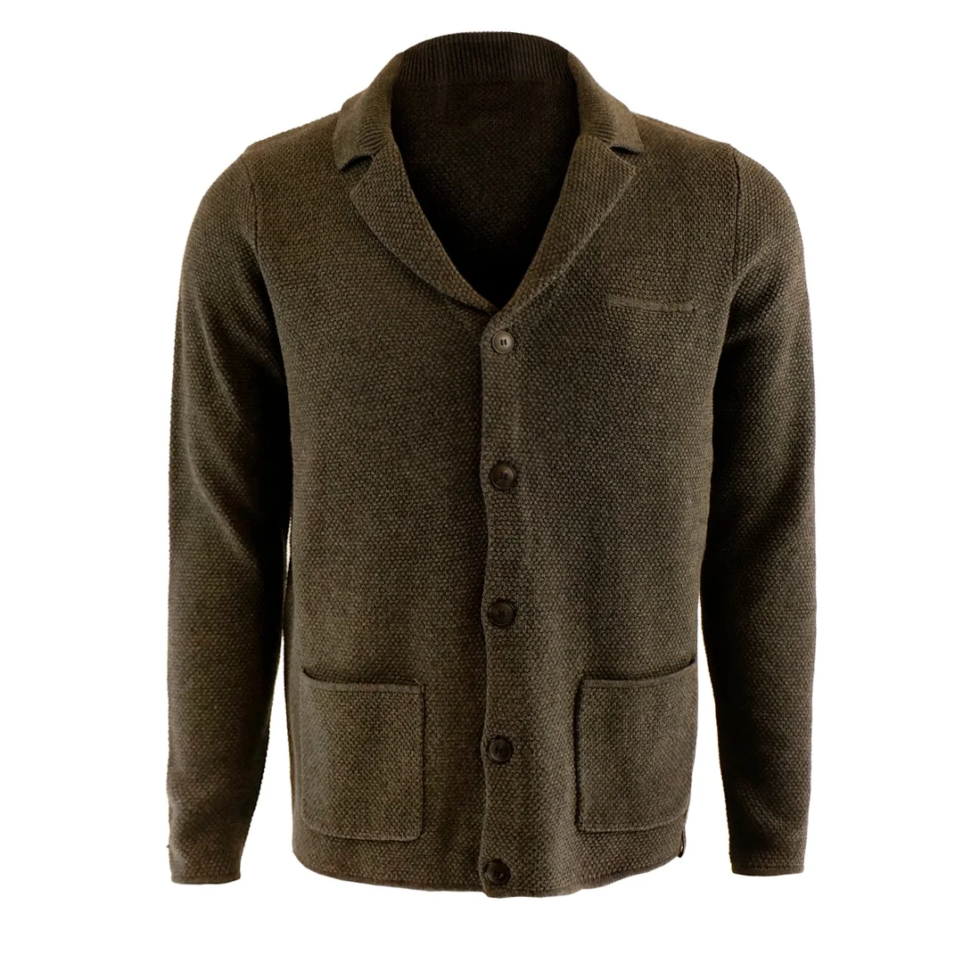 Мужской трикотажный кардиган с V-образным вырезом и длинным рукавом