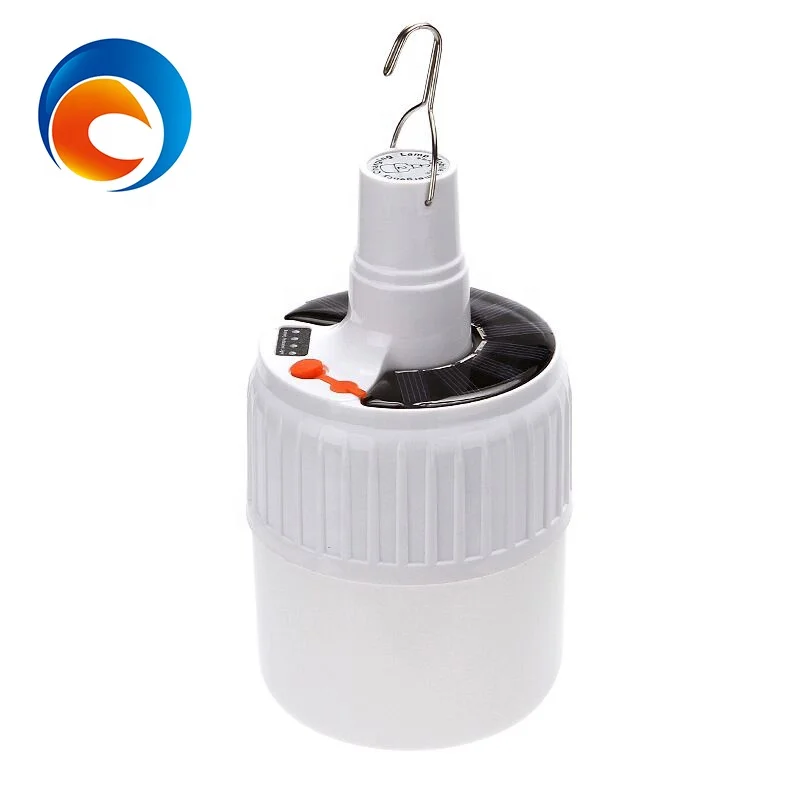 led solar light portable rechargeable camping hiking light night market garden lights with antibreak hook outdoor solar lamp