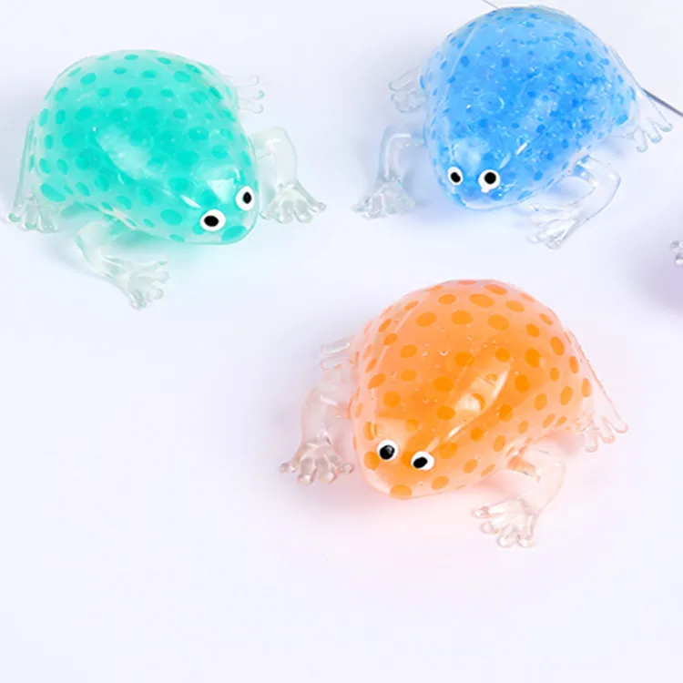 YIWU ALLSHINE  New Design Frog Shape TPR Squishy Beads Stress Release Anti Stress Ball Colorful Beads Squishy Stress Toy