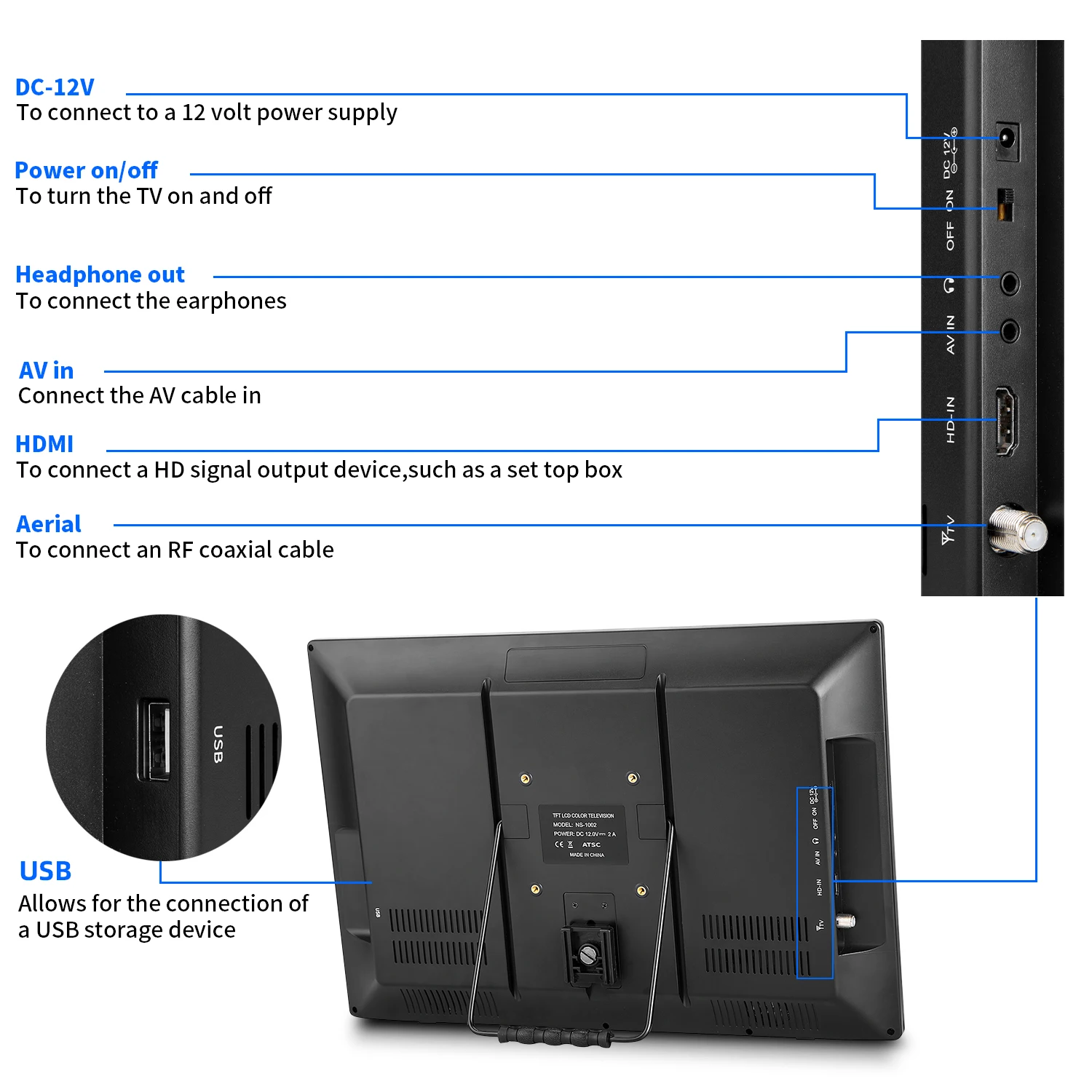 17 inches  Digital Flat Screen Tv  LED Televisions Digital  ATSC DVB-T2 Mini Tv Portable