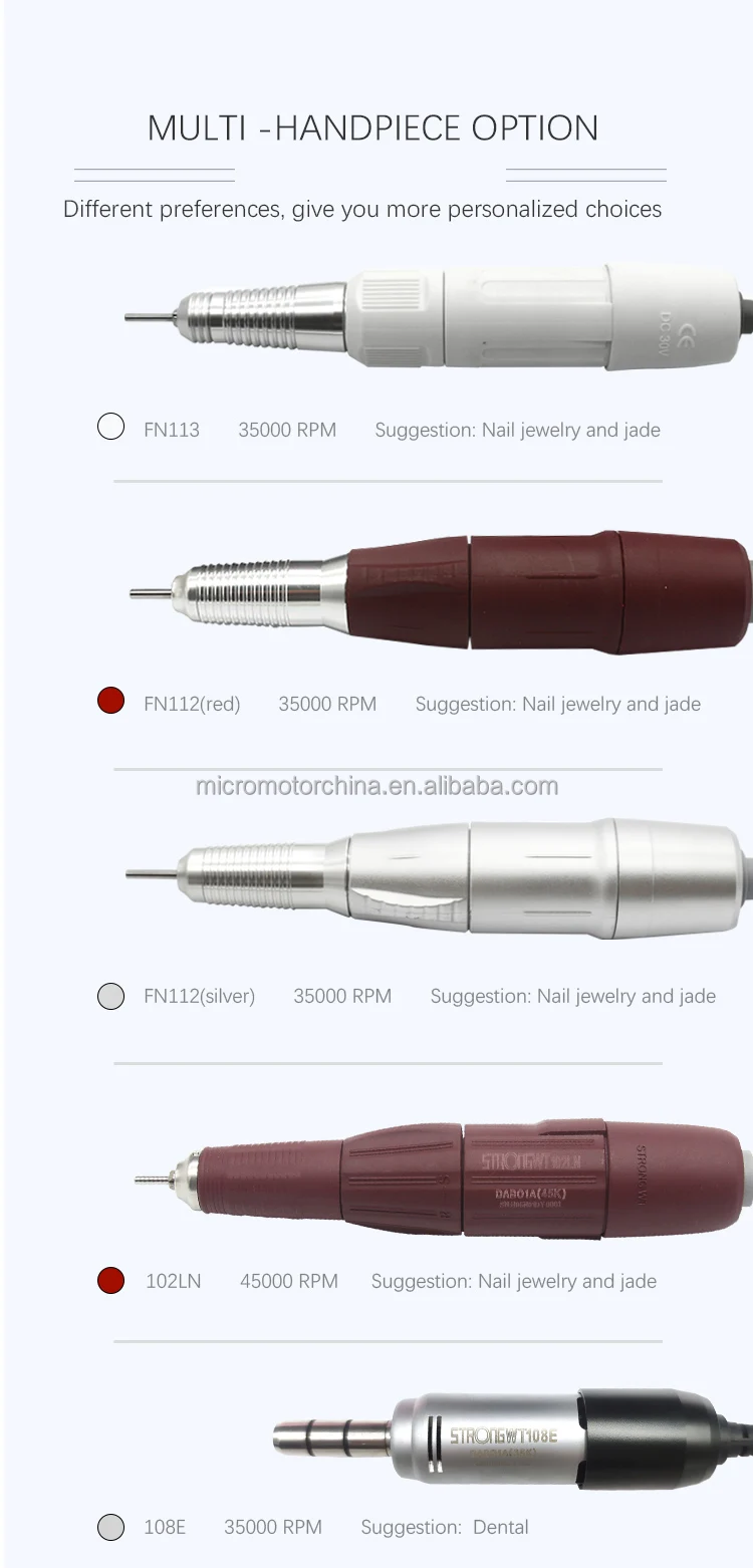 nails supplies salon table Dent Micro Motor 35000RPM Professional Electric Micromotor Manicure Drill 207B strong nail machine