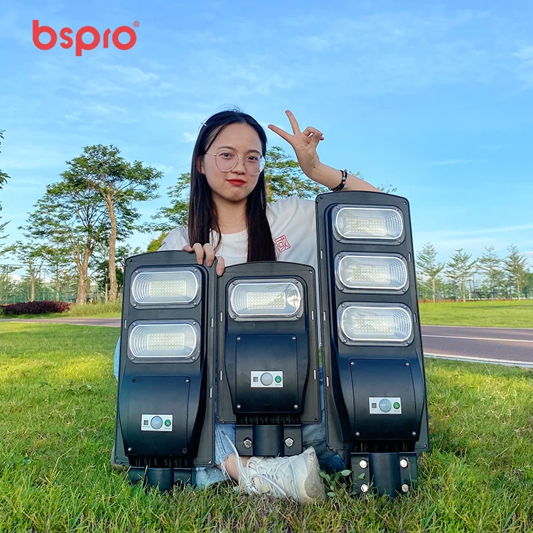 Энергосберегающий дорожный фонарь Bspro высокой яркости ip65 встроенная лампа уличное освещение все в одном 90 Вт светодиодный уличный на солнечной