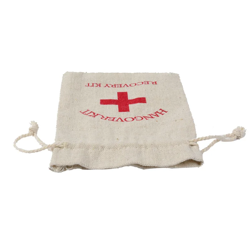 Wholesale Hangover kit bag recovery bag LOGO Printed Gift Canvas Cotton Drawstring bag