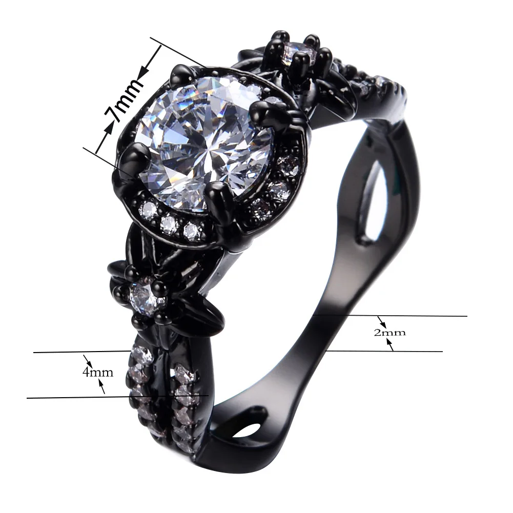 
Vintage unisex 14k black gold ring jewelry wedding diamond zircon rings for gifts 