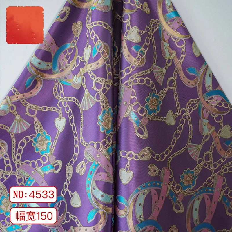 Heavy Industry Relief Garment Fabrics Luxury Yarn Dyed Metallic Brocade Jacquard Fabric