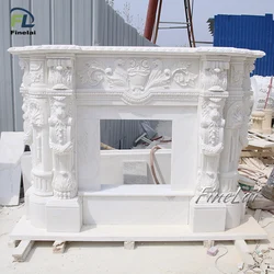 Finelai contemporary chinese carved marble mantle chimney fireplace