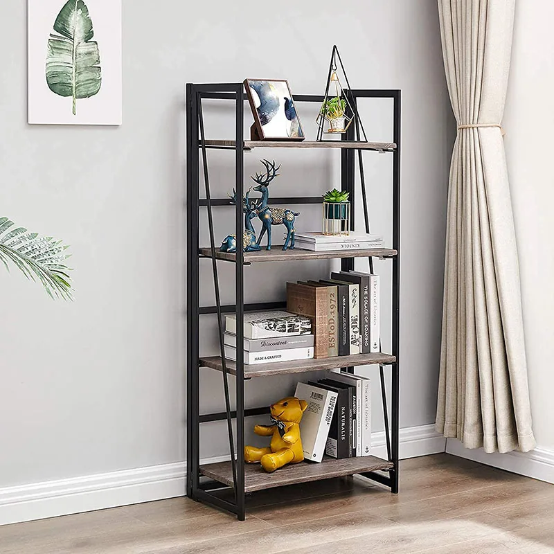 Factory customized living room bookcase modern design simple wooden four tier office bookshelf