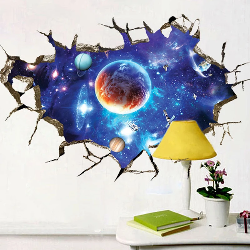Клейкие съемные обои 3d с внешним пространством наклейки для детской комнаты