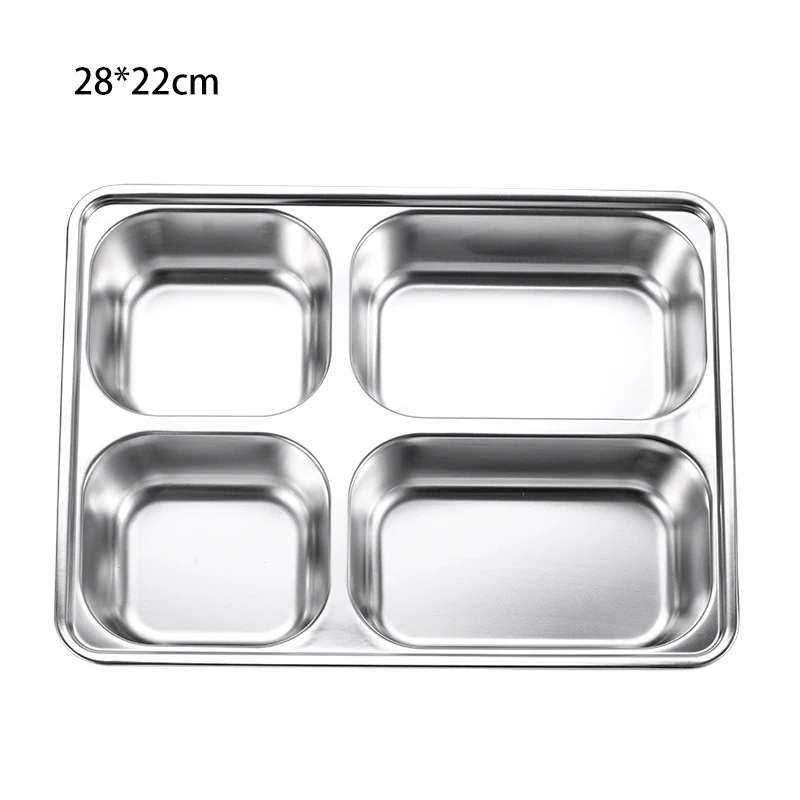 Wholesale Stainless Steel 3/4/5 Compartments Divided Fast Food Tray Divided Dinner Plate With Divider