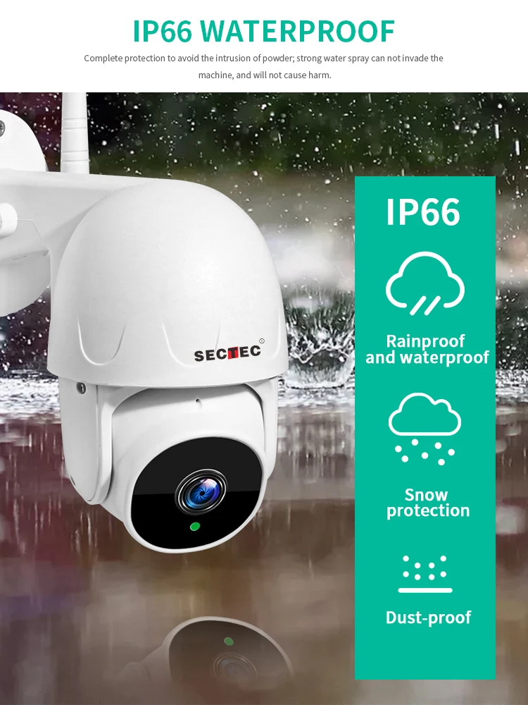 Sectec 2MP 1.5 inch Mini Waterproof Outdoor Wireless Network Auto Tracking Wifi IP PTZ Camera CCTV Camera PTZ
