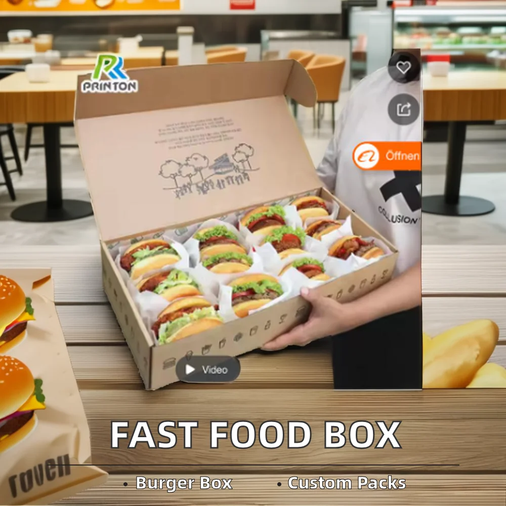Hamburger French Fries Fried Chicken Wing Snacks Packaging Box Fast Food UV Advantage Paper Container for Sushi and Noodles