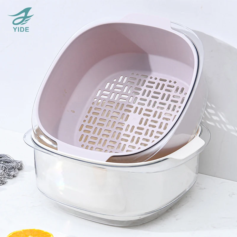Plastic Rice Basket Multifunctional Fruit Vegetables Colander Washing Baskets Kitchen Tools