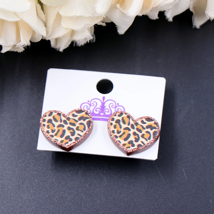 ERS336ER1342 Valentine Statement Earrings For Girl Laser Cut Heart Stud Earrings Lover Acrylic Jewelry