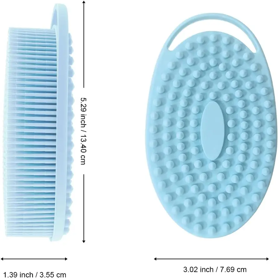 Double Sided Silicone Bath Shower Scrubber Boby Exfoliating Massage Silicone Body Wash Brush With Hook