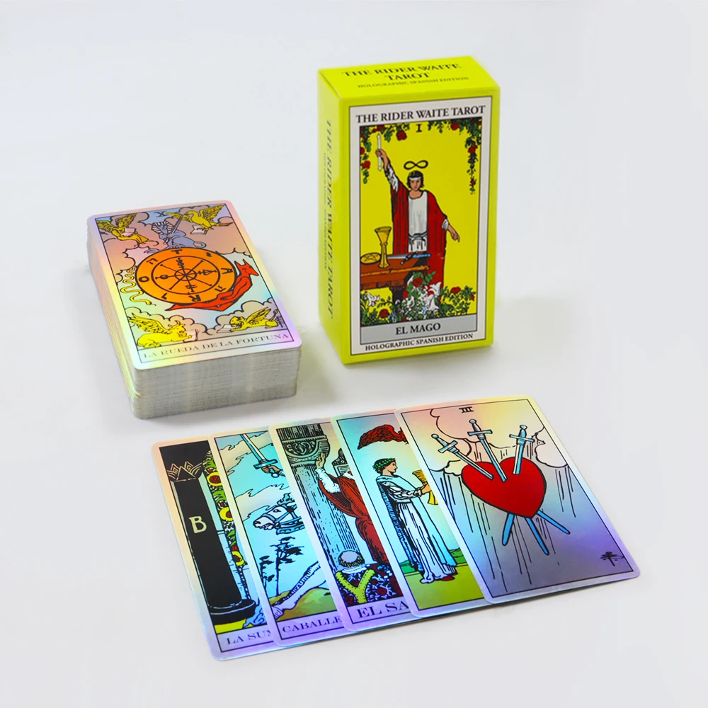 Laser Tarot Deck Beginner Custom Printing Silver Gilded English Quality Tarot Cards With Guidebook