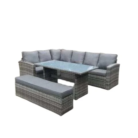 L shape Patio Rattan Sofa Dining Sets in stock