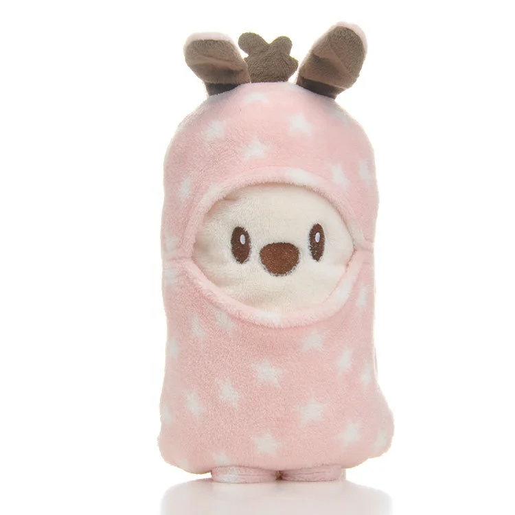 Wholesale cute animal travel baby blanket folded pillow blanket 2 in 1