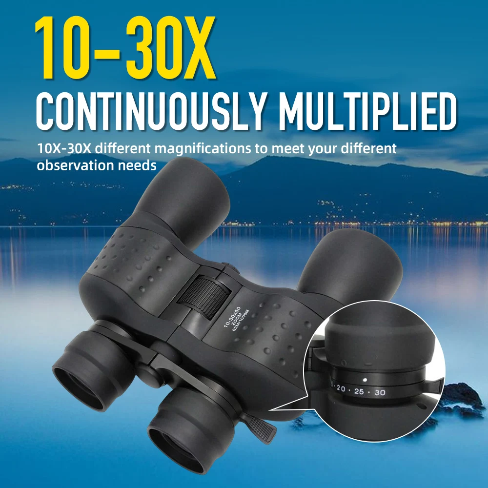 10-30x50 Compact Sports zoom Binoculars for Adults  Binoculars for Bird Watching Hunting Travel