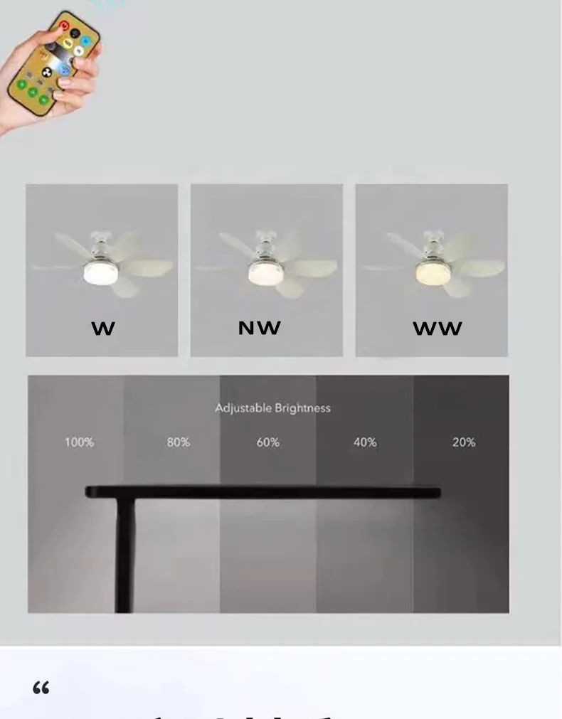 Jiangmen wholesale remote control E27 socket fan light lamp