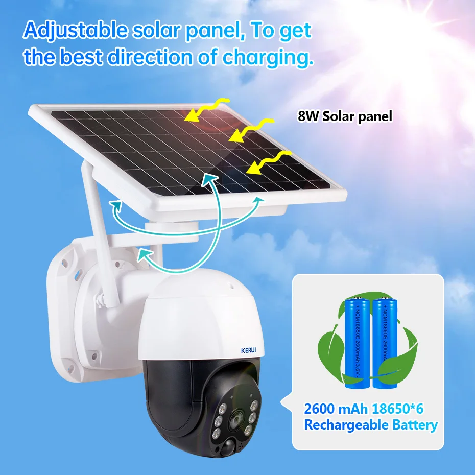KERUI Outdoor Solar Security Camera 3MP Wireless WiFi Camera Solar Panel PIR Motion Alarm ICSee APP