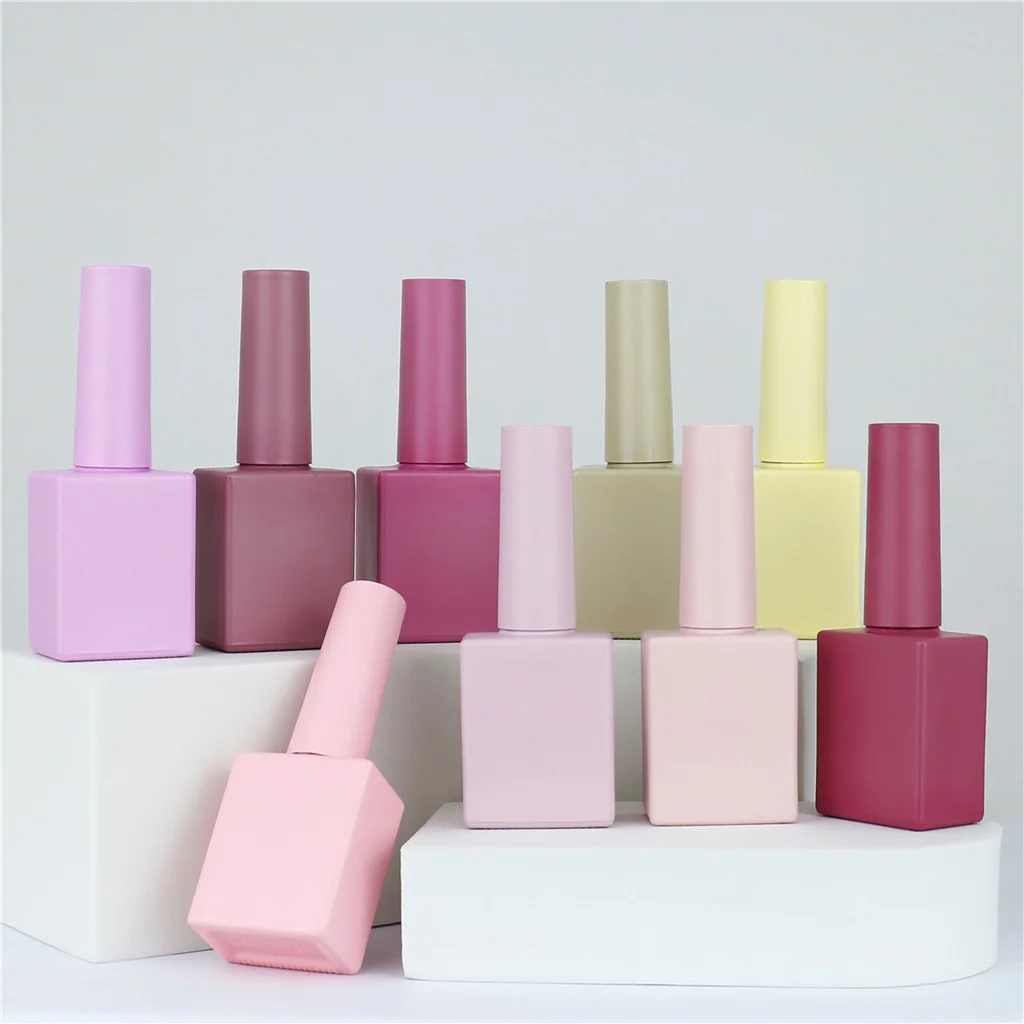 OEM custom wholesale 8ml 10ml 15ml 16ml square nail polish bottle with caps yellow orange fancy nail polish bottle
