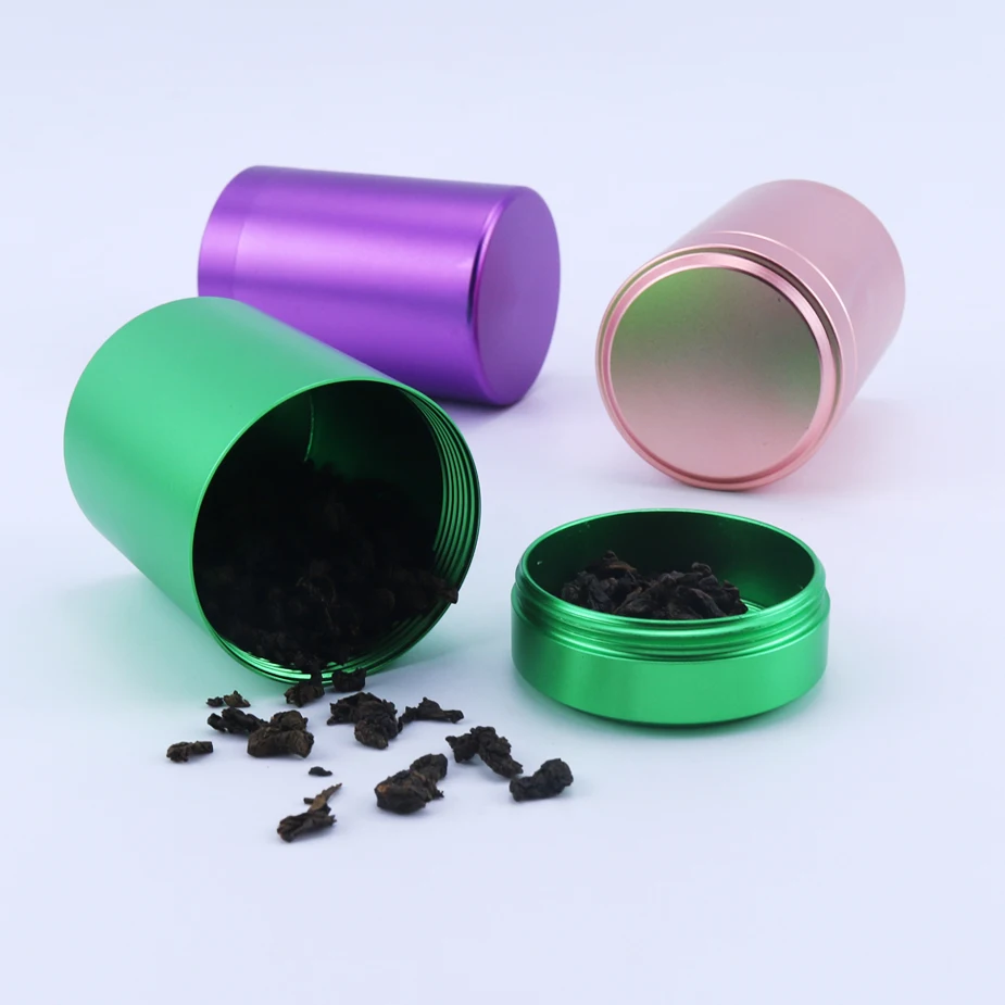100ml Wax Tea Cosmetic Dry Herb Food Storage Screw Top Airtight Aluminum Container