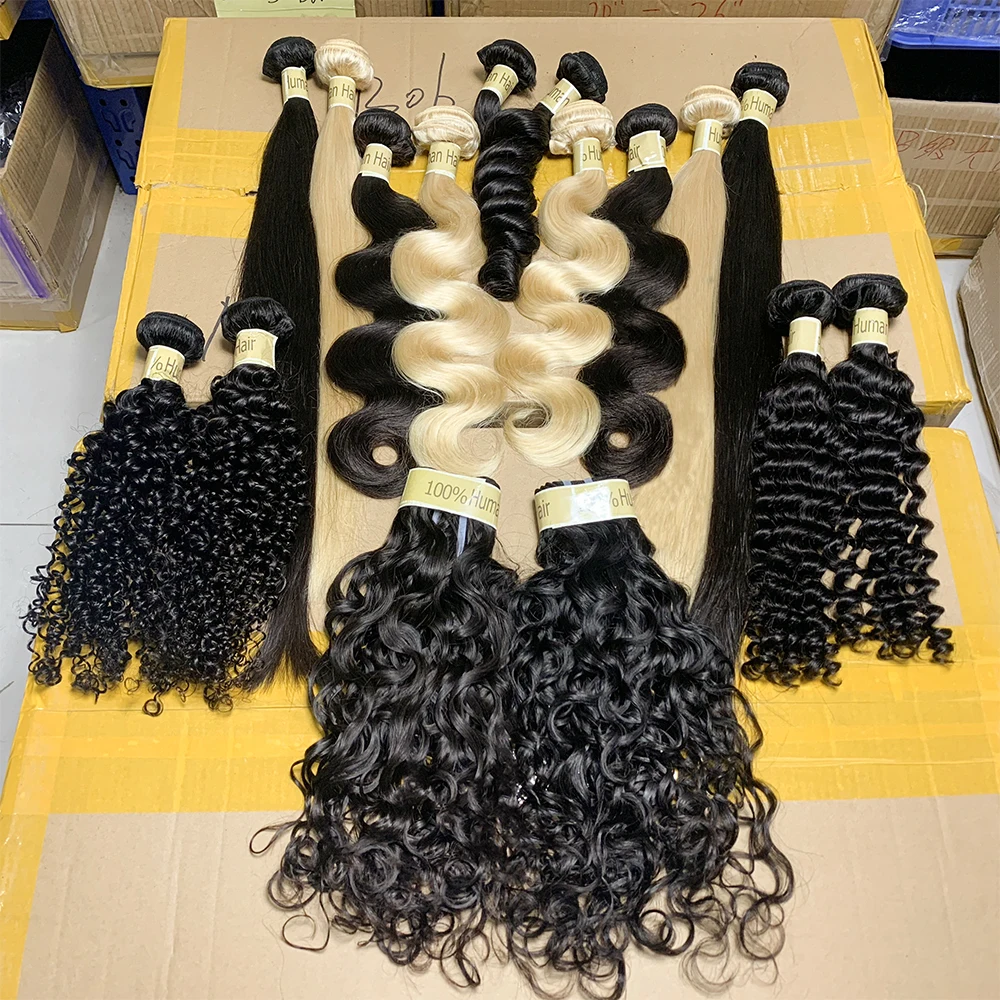 
Alimina Factory price mink raw brazilian cuticle aligned hair, wholesale the best virgin bundle hair vendor, remy 100 human hair 