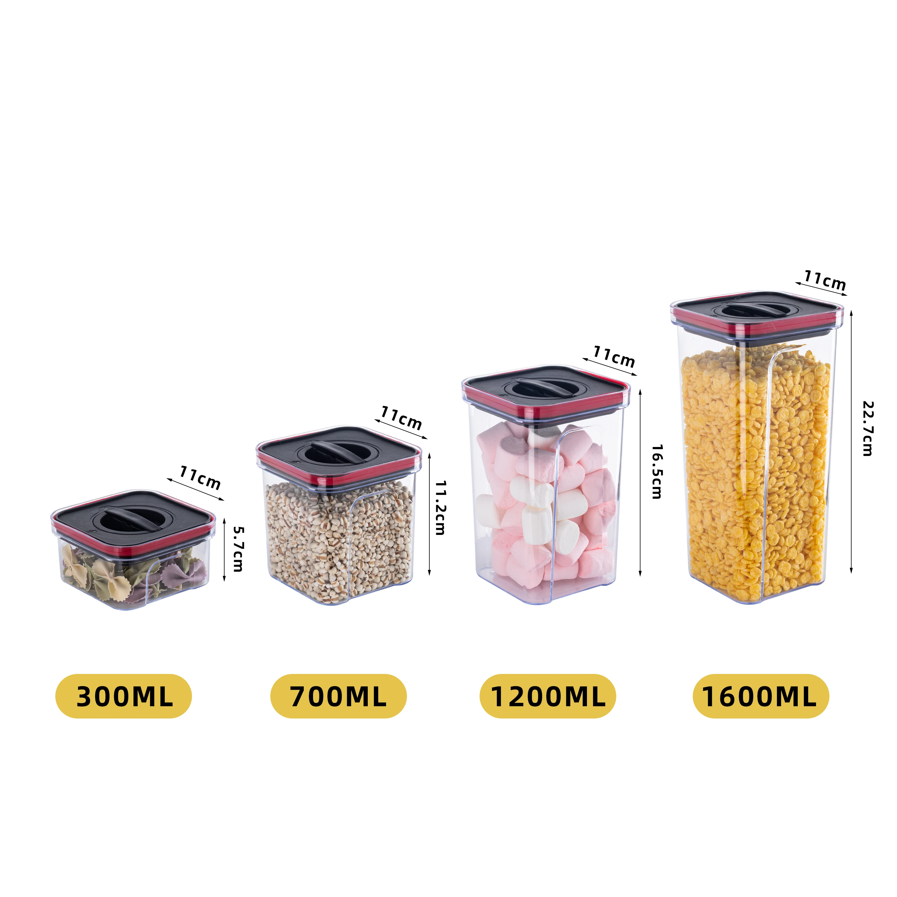 New kitchen cereals transparent plastic1600ml milk powder food large and small sealed plastic cans airtight fridge food storage