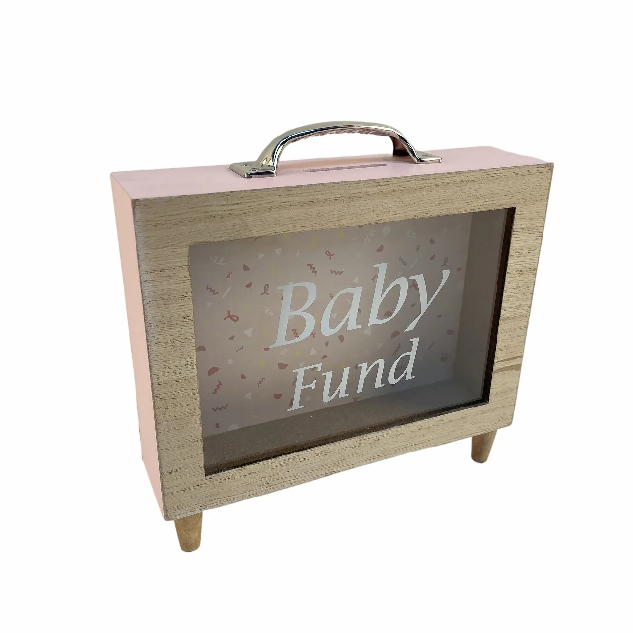 Vintage Wooden Vacation Fund Glass Shadow Box Money Box With Letters