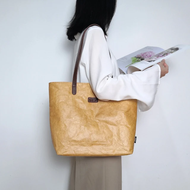 High Quality Reuseaable Eco Beach Grocery Dupont Shopping Tote Tyvek Bags With PU Handle