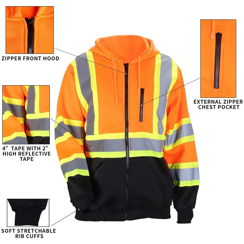 High-visibility Vanda Waterproof Outdoor Jacket  Safety Work Clothes With Detachable Lining Road Safety Reflective Jacket