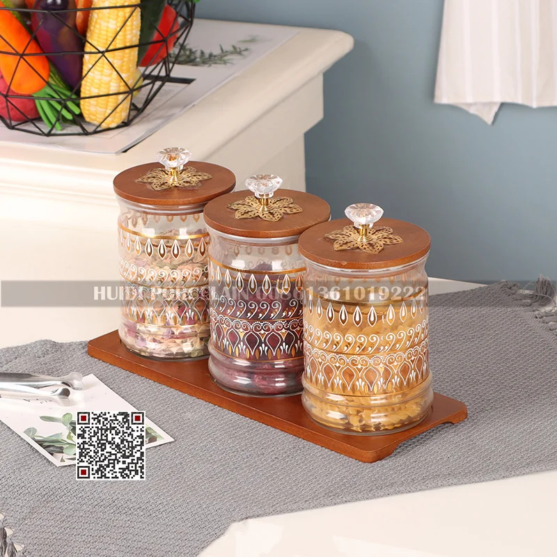 Royal Kitchen Glass Canisters with Bamboo Lids high standard nobility Canister Food Storage Jar for Coffee Sugar Tea Storage