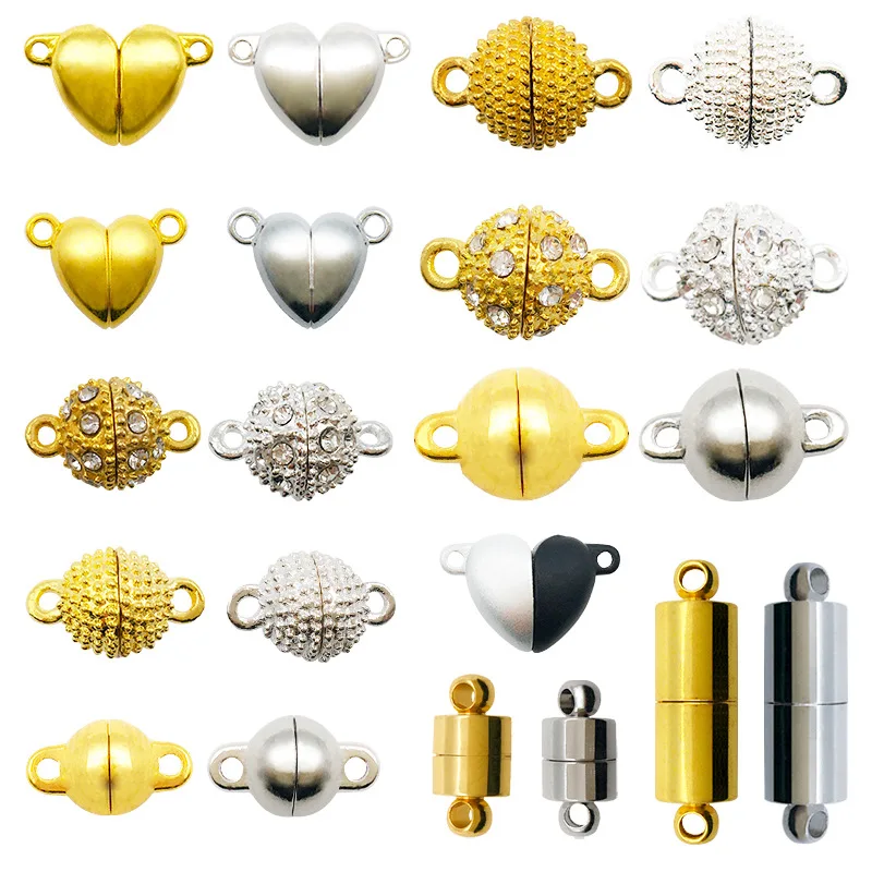 Round/Heart Clasps Ball Jewelry End Clasp Connectors for Jewelry Making DIY Bracelet Necklace Accessories