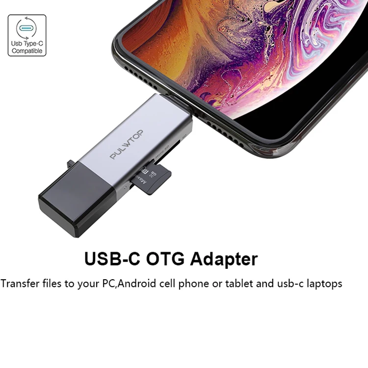  Pulwtop Лучшая цена 2 в 1 Тип c кардридер поддержка sd карты и tf Usb