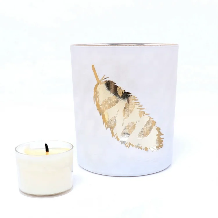 BOYE Luxury 8 oz/ 10oz Rose Gold With Feather Logo Laser Engrave Tea Light Votive Bar Candle Glass Jar Holders