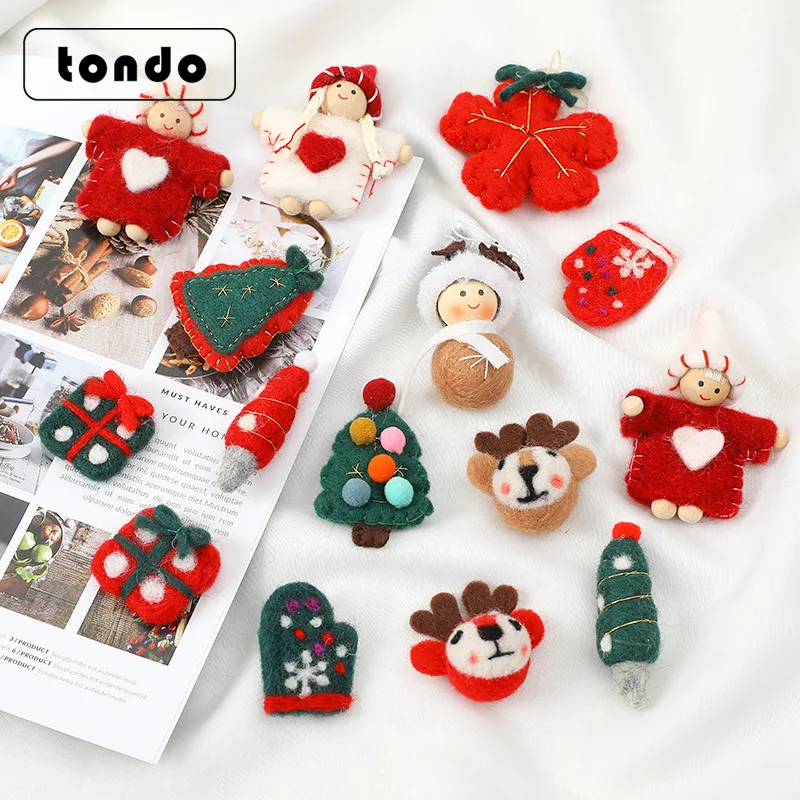 Tondo various styles new DIY woolen felt  home festival decoration Christmas tree ornaments