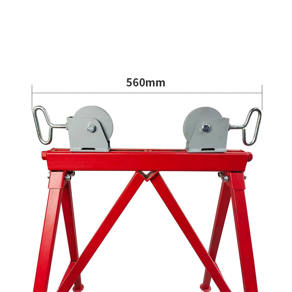 Roller support adjustable height adjustable pipe support with wheel four support with heavy pipe stand