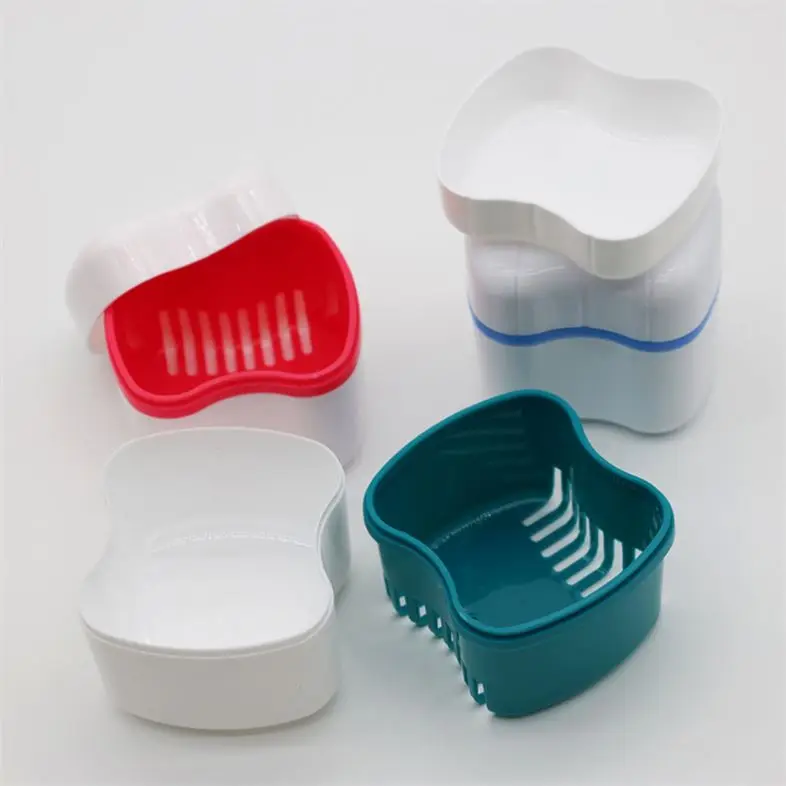 Dental Instruments False Tooth Storage Holder Plastic Cleaning Denture Case