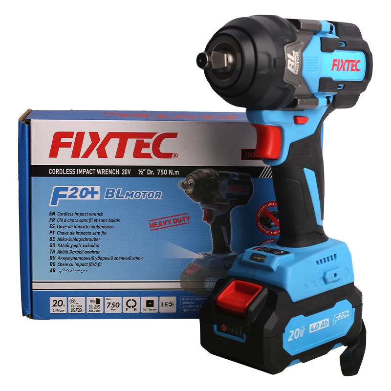 Электрический ударный гайковерт FIXTEC 20 в наличии беспроводной бесщеточный с высоким крутящим моментом 1/2 литиевая батарея