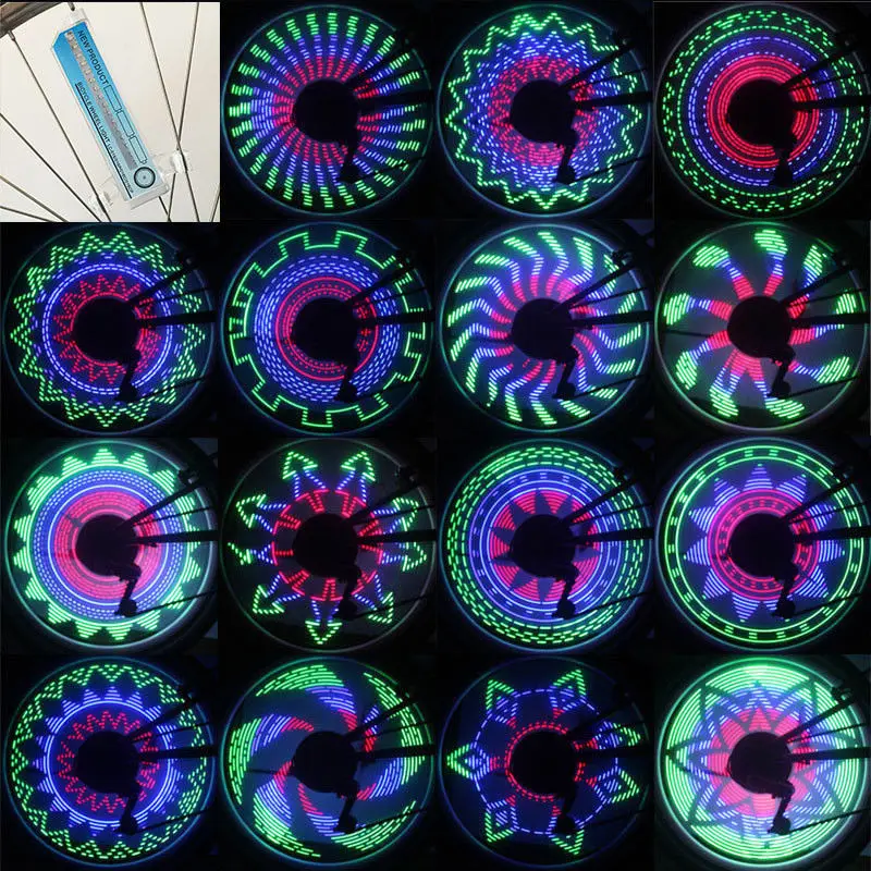 Bicycle Motorcycle 32 LED Flash Spoke Light Outdoor Cycling Wheel Tire 32 Different Patterns Plastic Material Battery Power