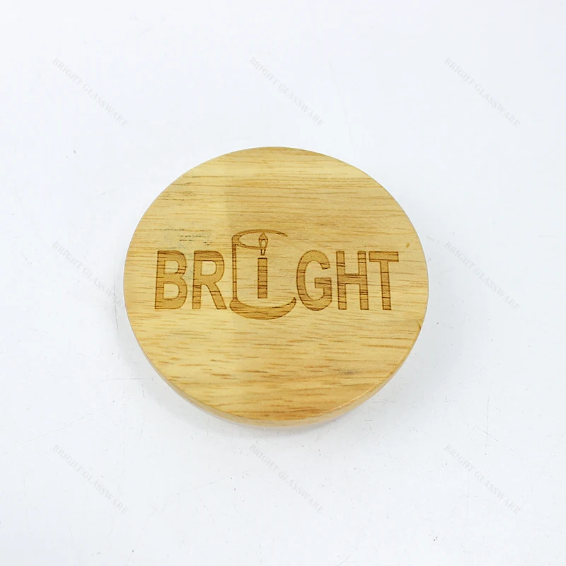 Wooden Bamboo MDF Lid Glass Candle Jar Custom Size Wood Cover Wood Lid with Silicon Ring For Jars and Containers