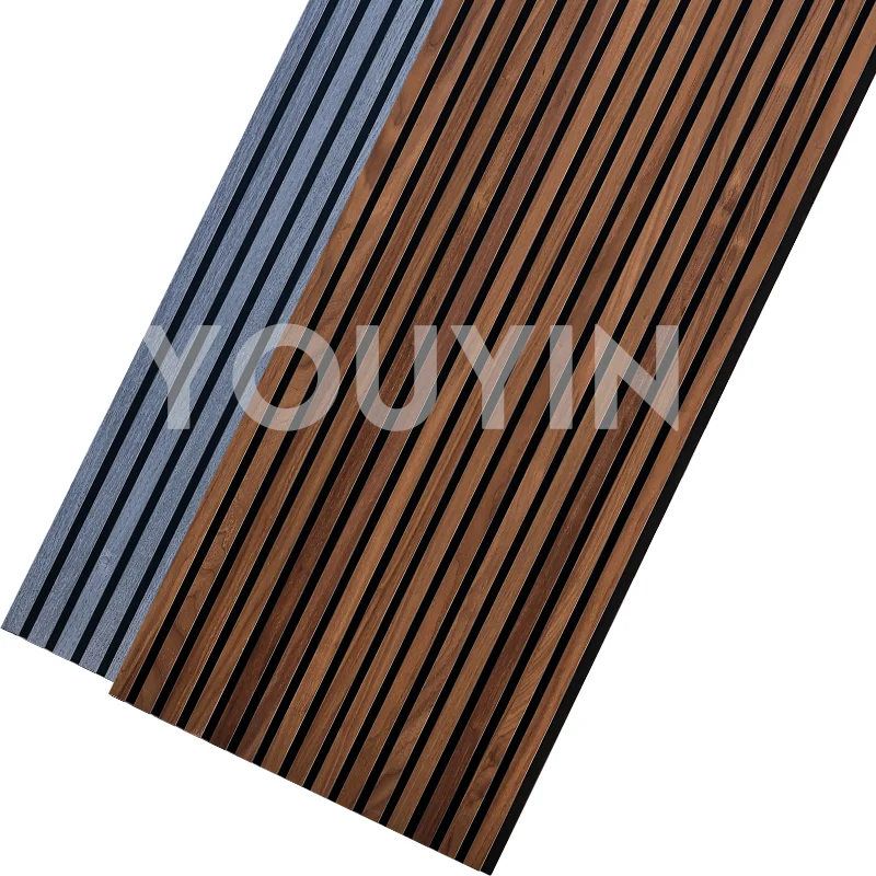 Akupanel Smoky Sound Proofing Wooden Slat Fire Proof Wood Veneer Acoustic Panel Soundproof