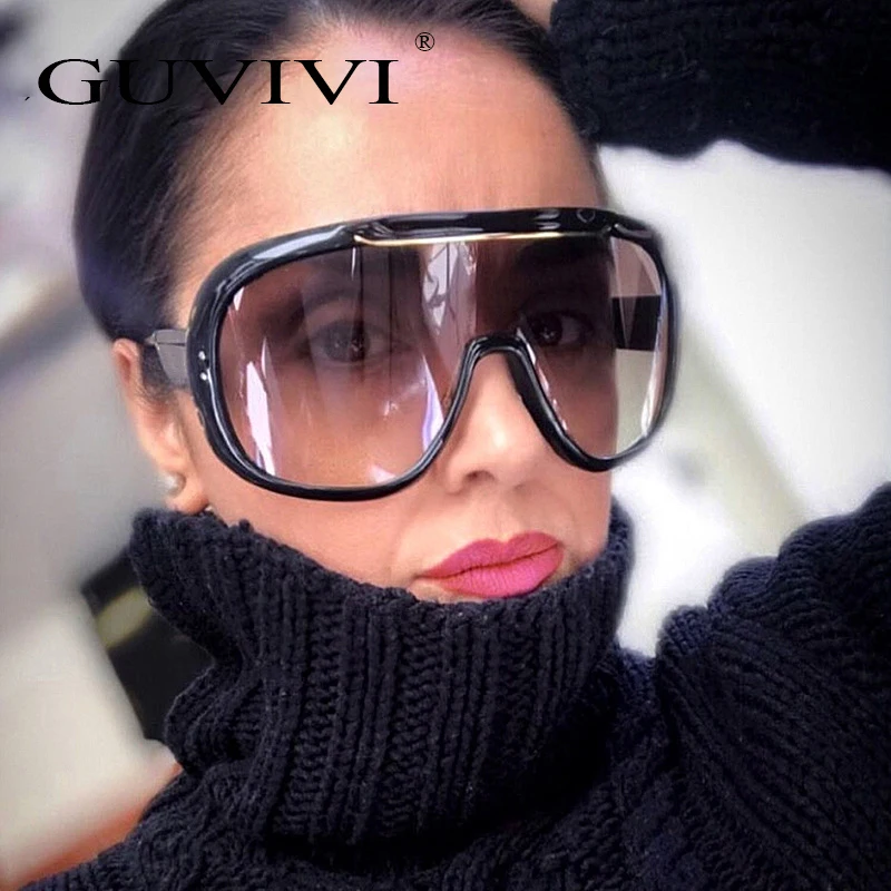 Модные солнцезащитные очки Guvivi UV400 для вождения на открытом воздухе унисекс с защитой от ветра и цельными стеклами женские большие