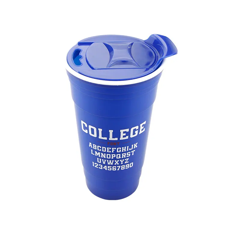 Pp cup Wholesale BPA Free hot sale personalized custom printed reusable Beer coffee drinking pp party plastic cup with lid