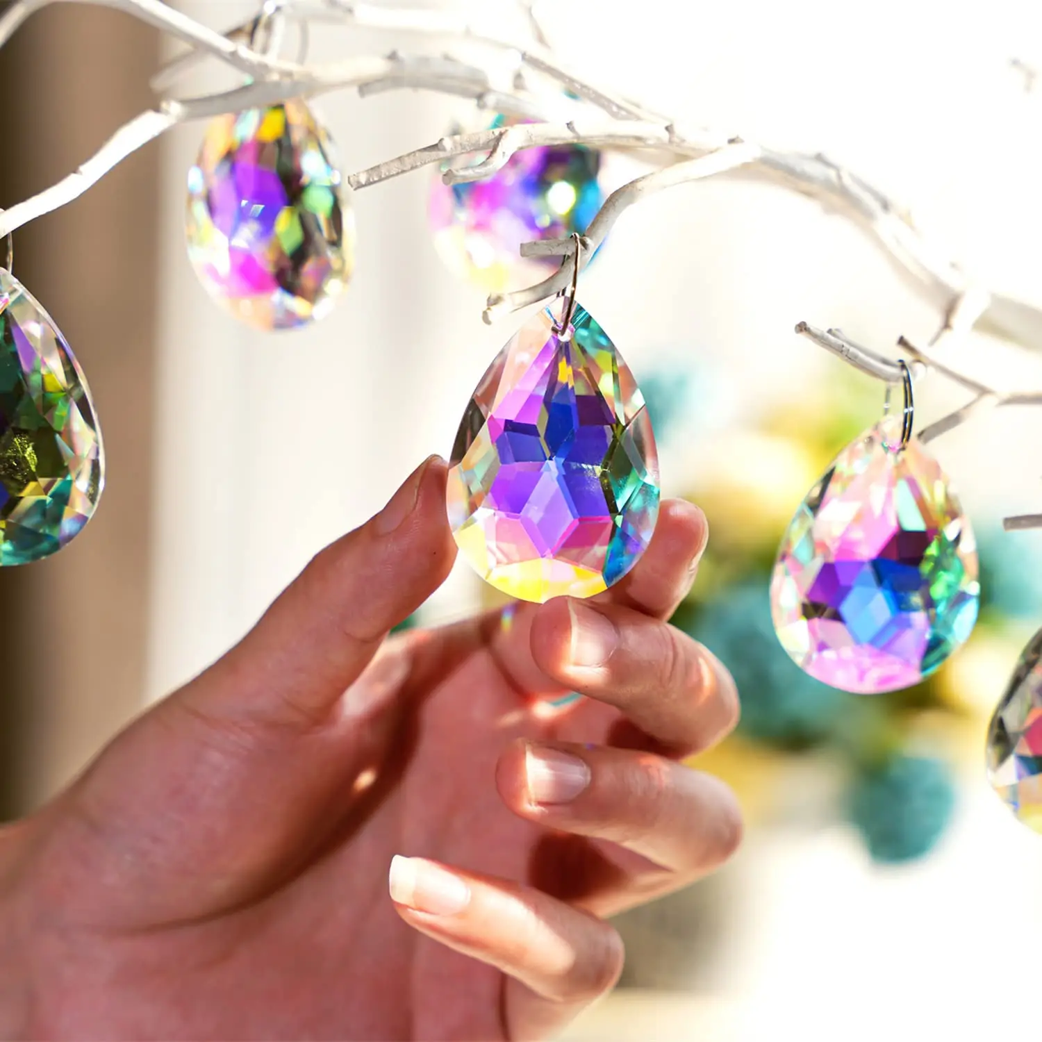 Colorful ab chandelier crystal prisms hanging pendants 50mm Chandelier Crystal Prisms Pendants