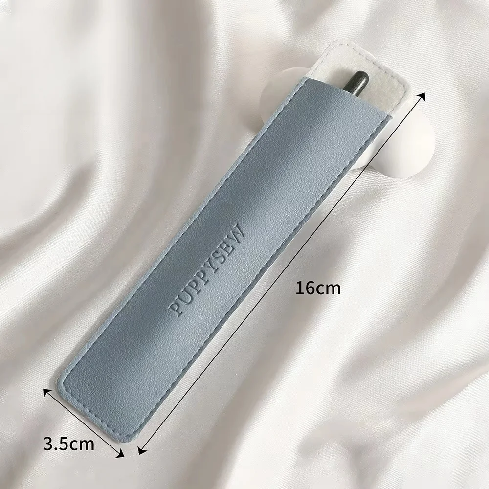 PU Leather Pen Protection Cover Holder Soft Eyebrow Pencil Case Pen Pouch Bag Stationery Office School Supplies Gift With Logo