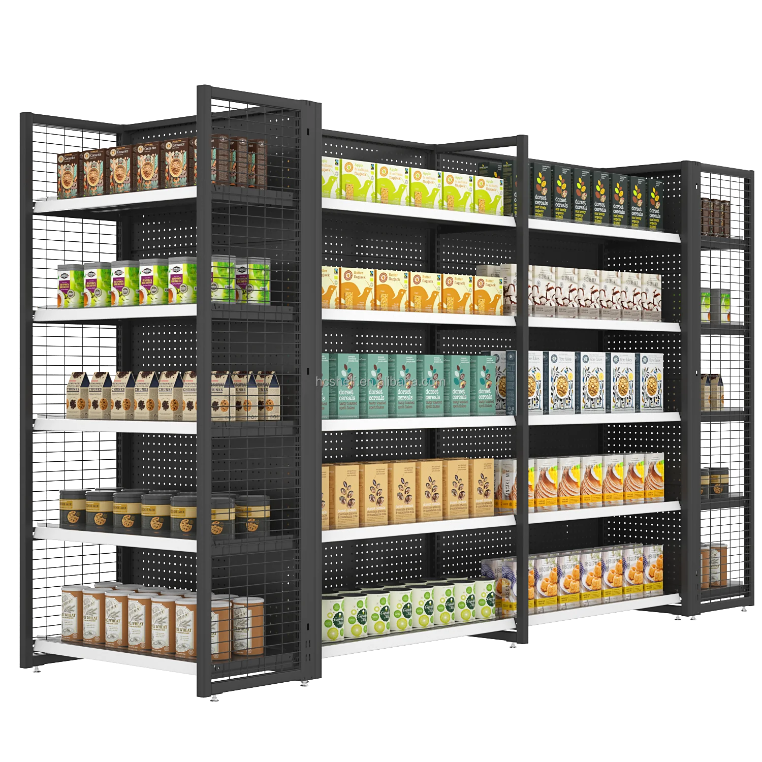 Двойной вертикальный стеллаж для оборудования металлический гондолы продуктов магазинов торговых центров